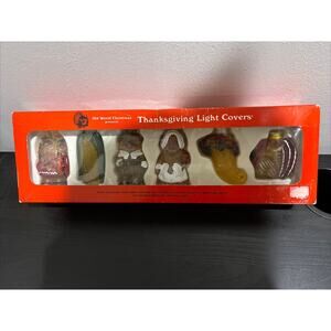VTG Old World Christmas Thanksgiving Light Covers Set of 6 w/Box New Pilgrims